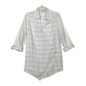 NWOT Soft Surroundings Tencel Crossover Tunic White Stripe Womens Sz XL